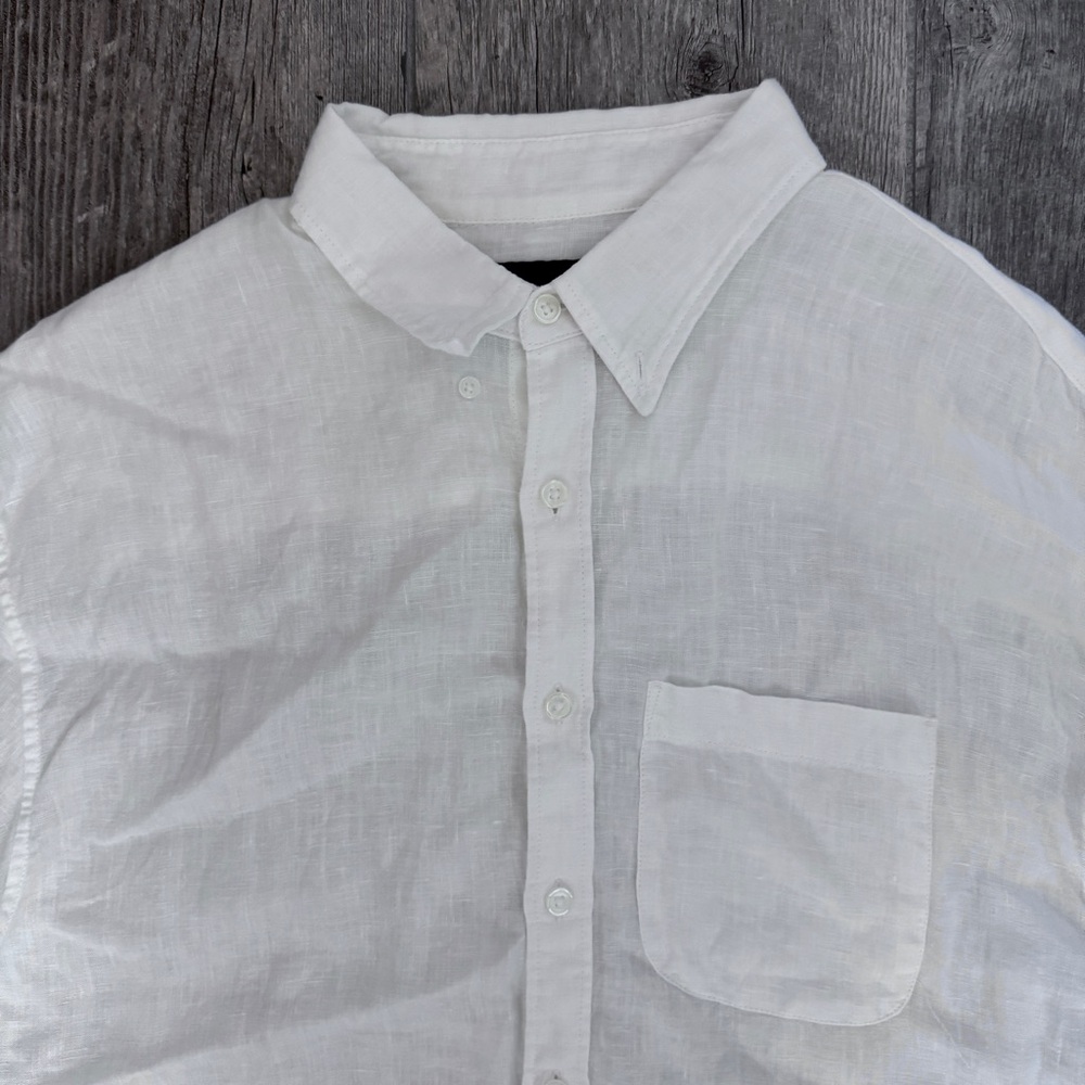 Abercrombie & Fitch Men’s White Linen Button Down Shirt Medium Long Sleeve